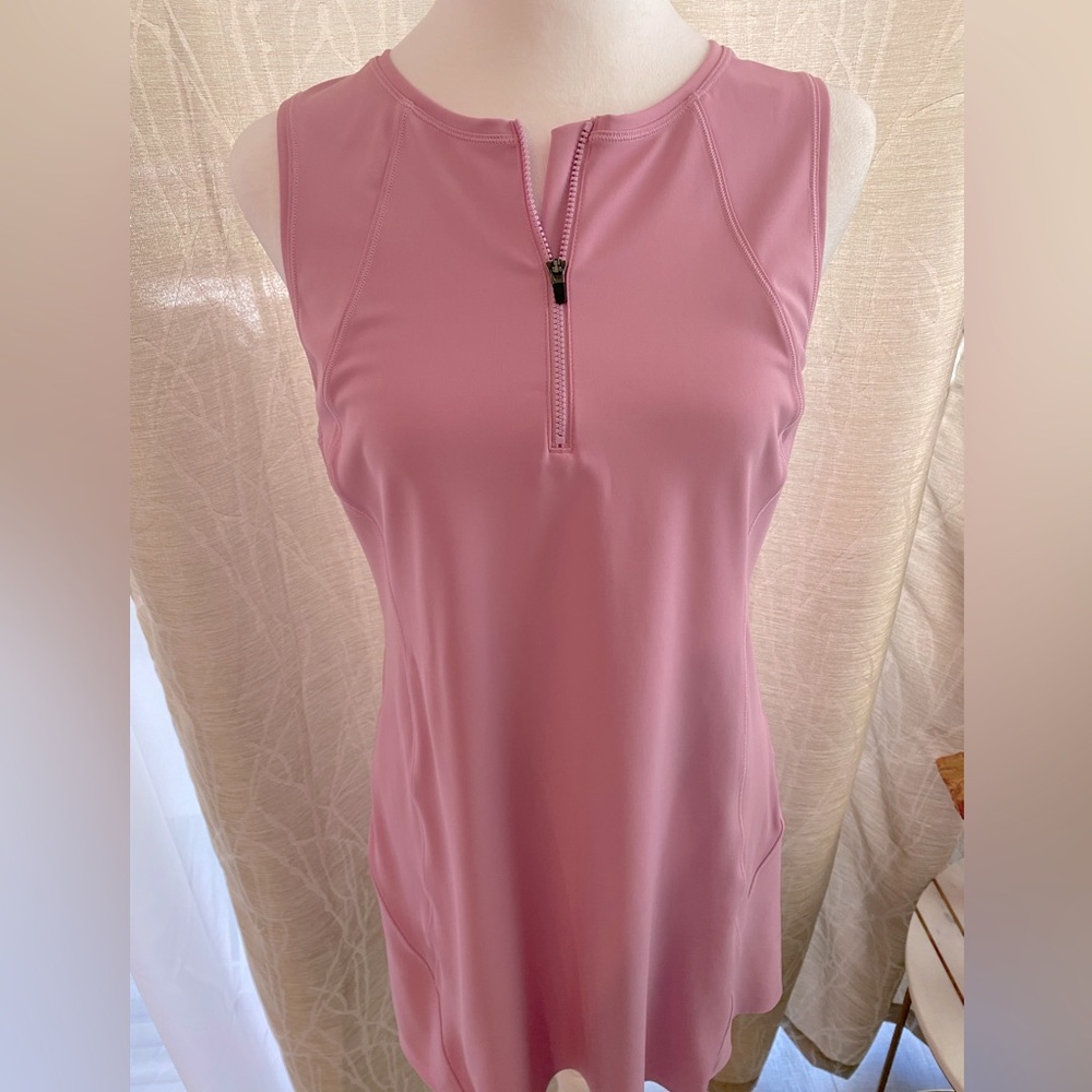 Size L Athleta Pink Sleeveless Zip-Front Athletic Dress